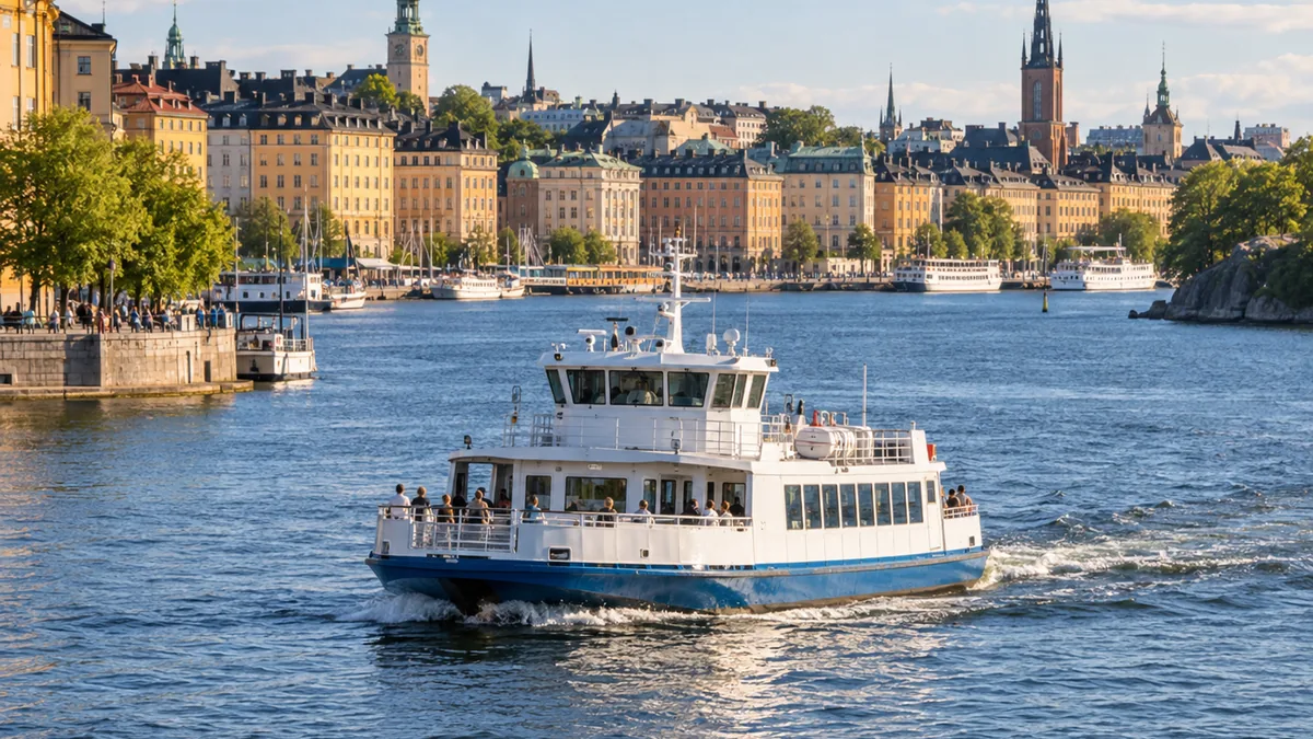 Bateau SL naviguant entre les îles de Stockholm