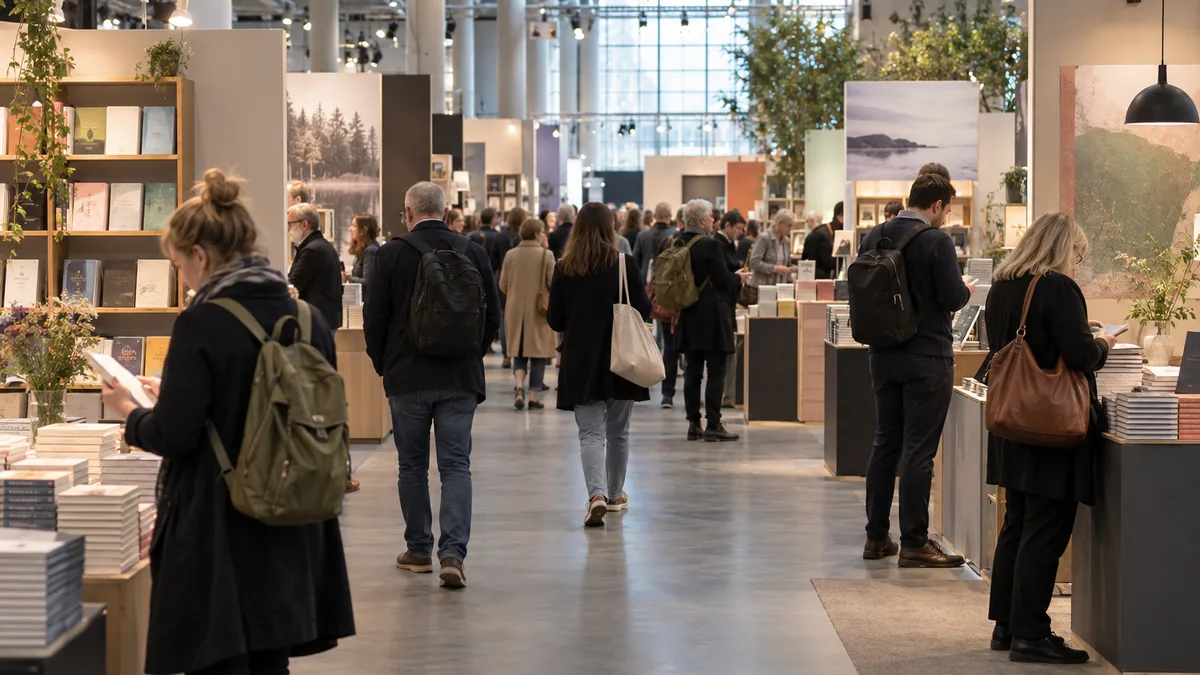Visiteurs parcourant les stands du salon du livre Göteborg 2026 à Svenska Mässan