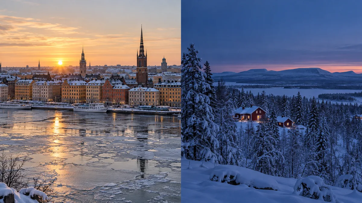 Comparaison de la lumière du jour en hiver à Stockholm et à Kiruna