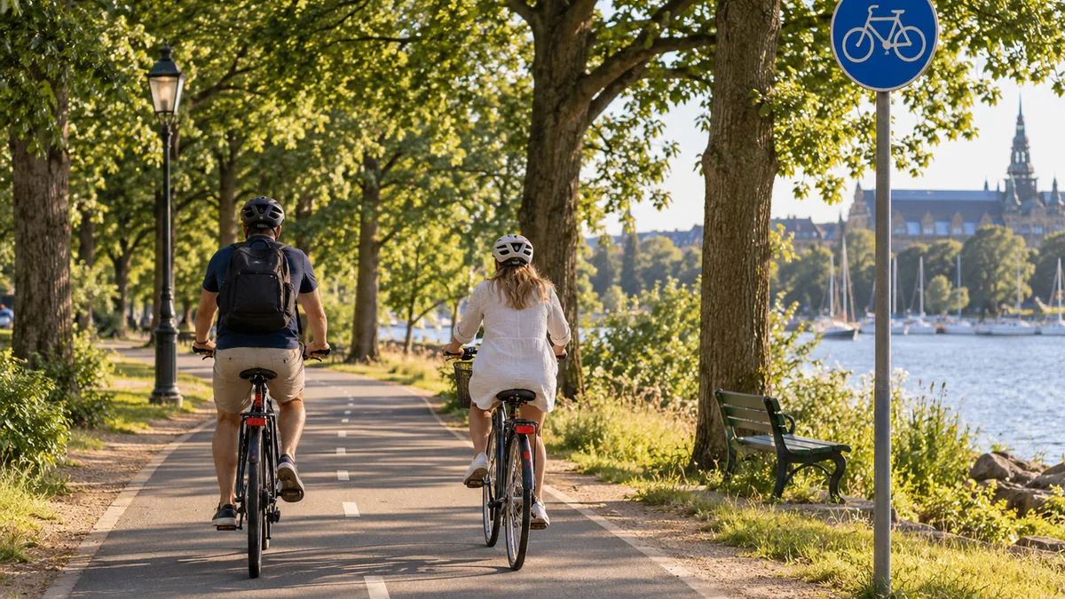 Location de vélo à Stockholm sur une piste cyclable de Djurgården