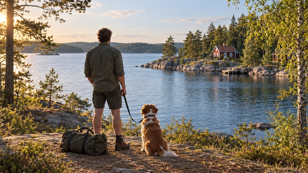 Voyager en Suède avec un chien tenu en laisse
