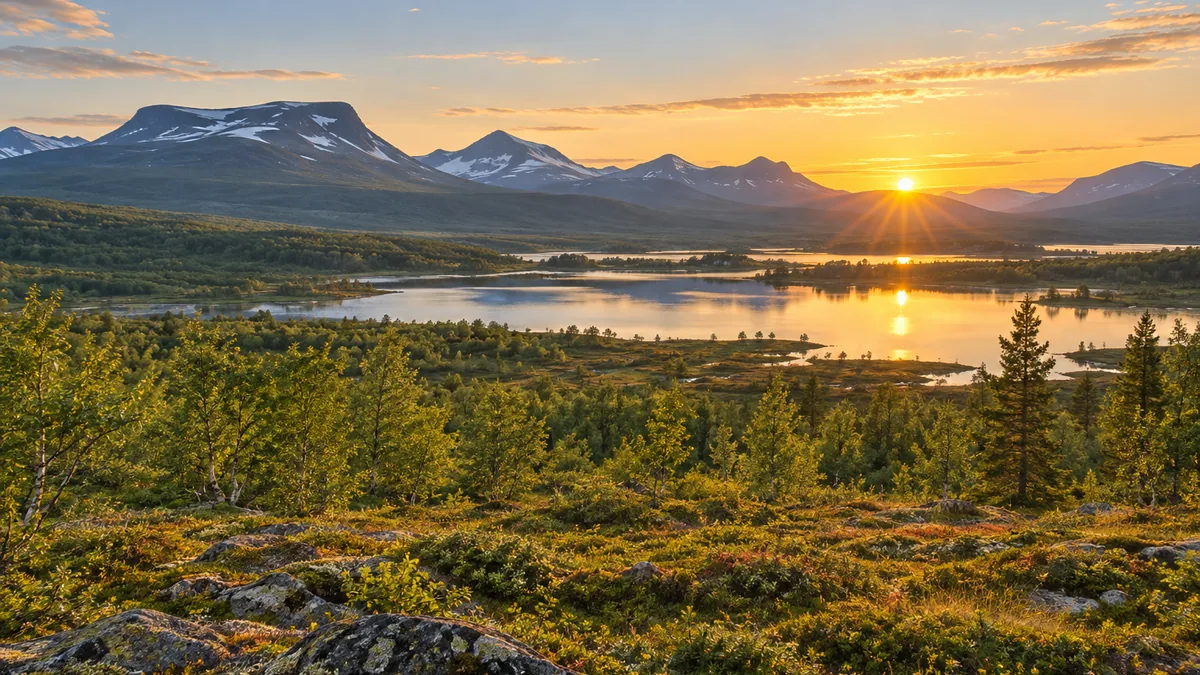Climat estival de la Laponie suédoise sous le soleil de minuit