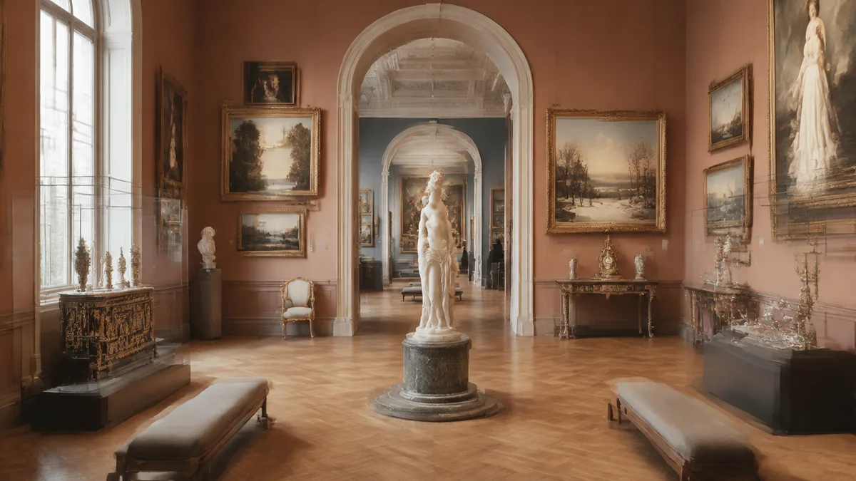 Salle associant peintures et objets de design au Nationalmuseum de Stockholm