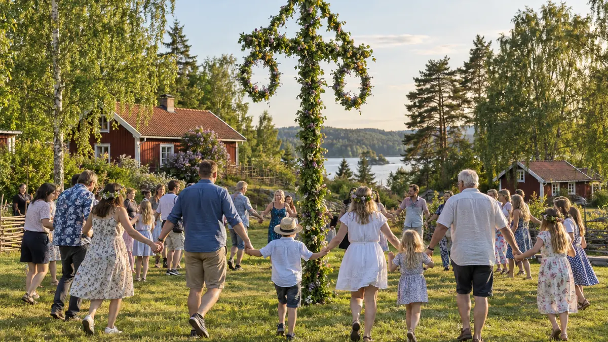 Culture suédoise lors d’une fête traditionnelle en plein air