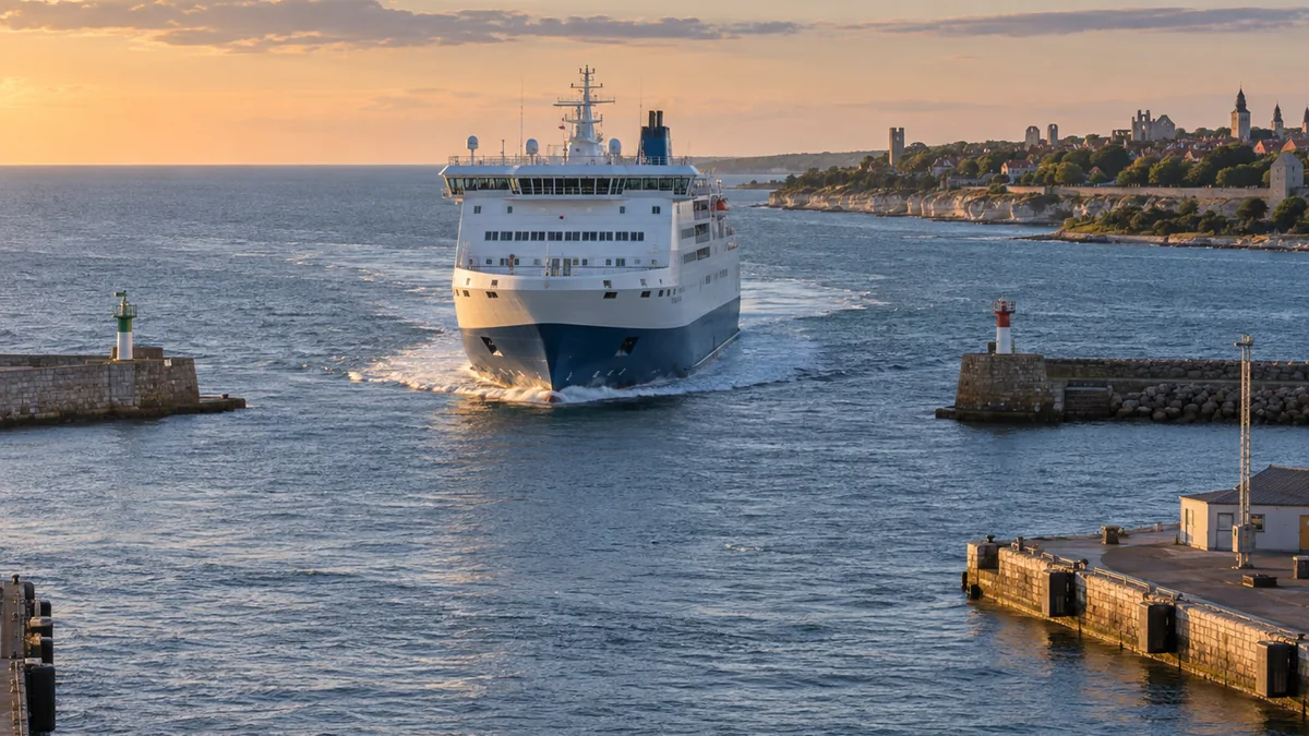Ferry pour Gotland arrivant dans le port de Visby