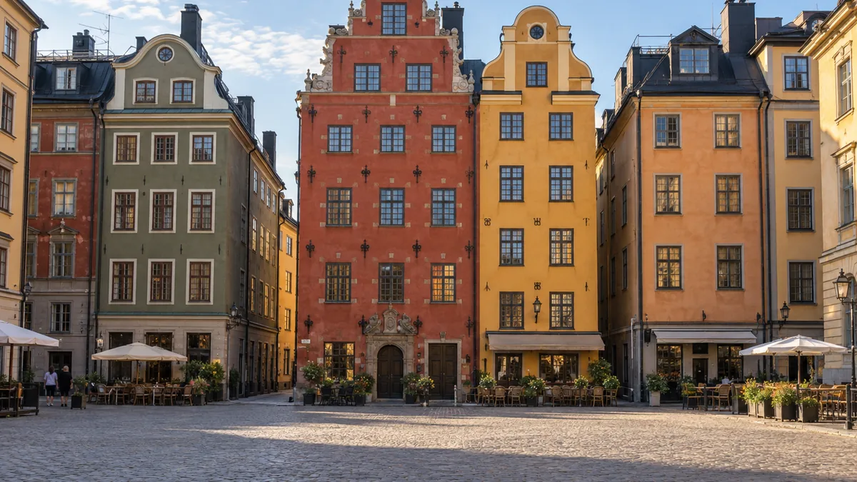Façades colorées de Stortorget dans Gamla Stan à Stockholm