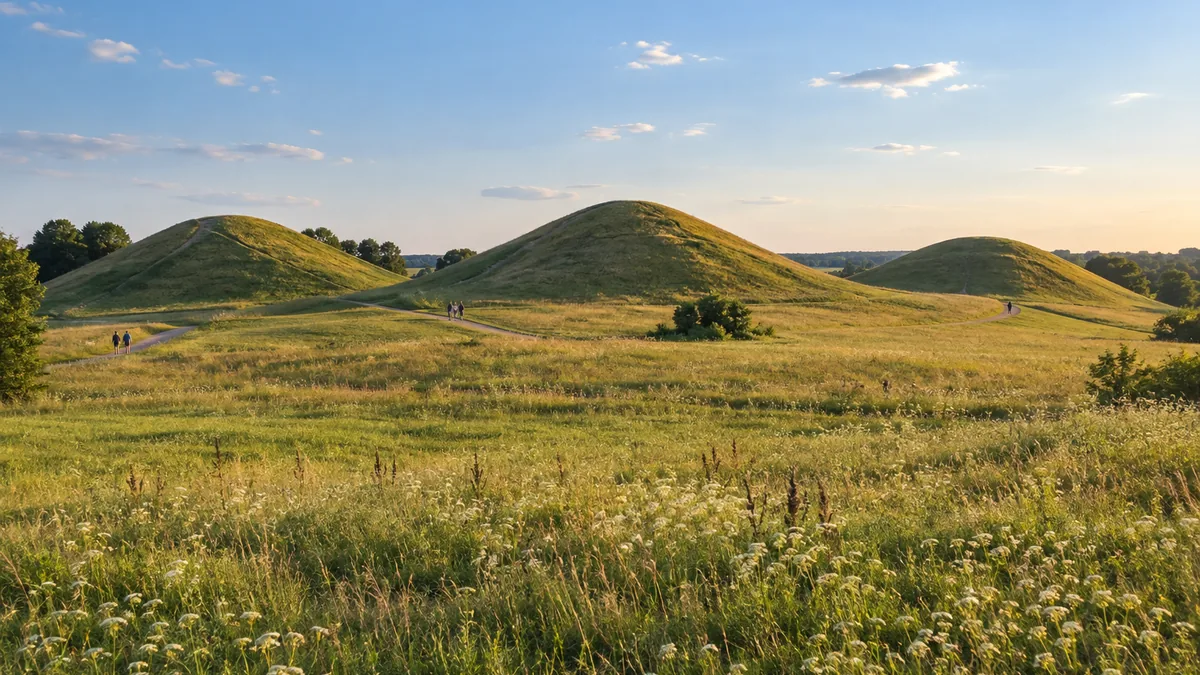 Tumulus royaux de Gamla Uppsala dans le paysage suédois