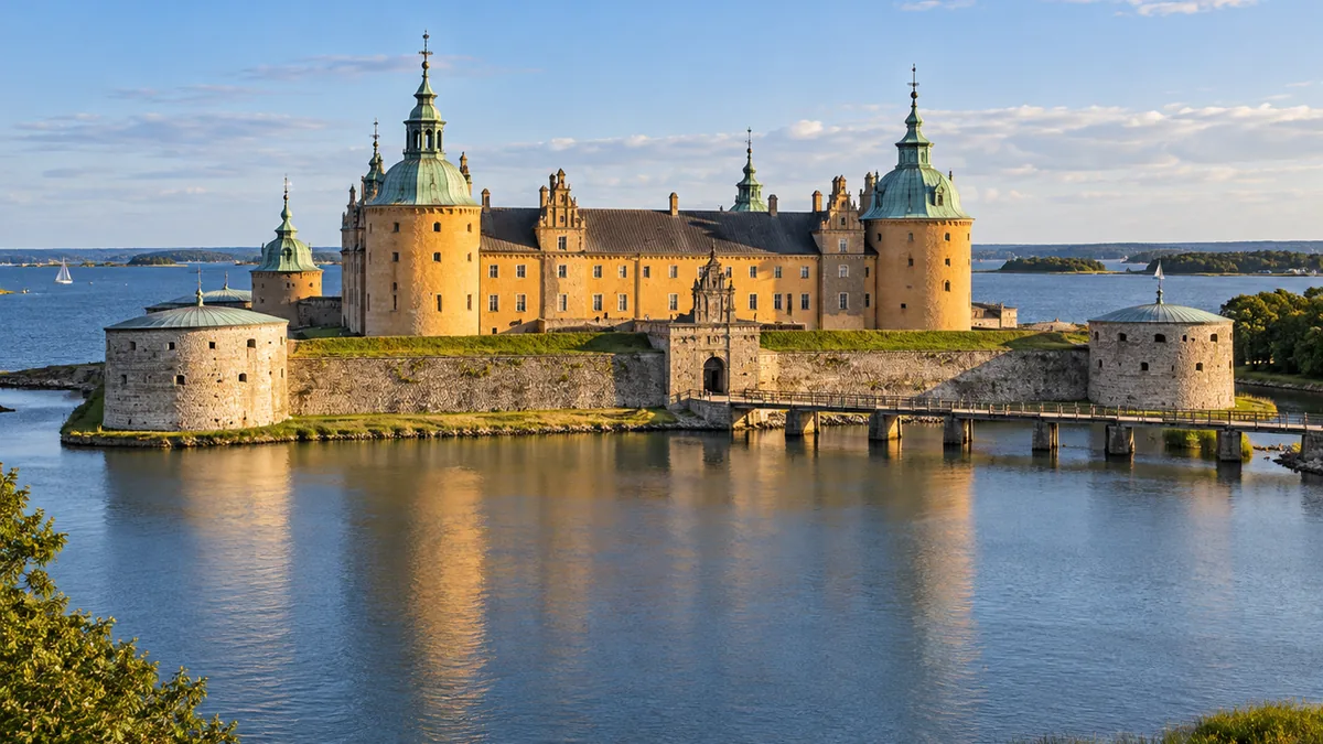 Château de Kalmar en Suède au bord du détroit