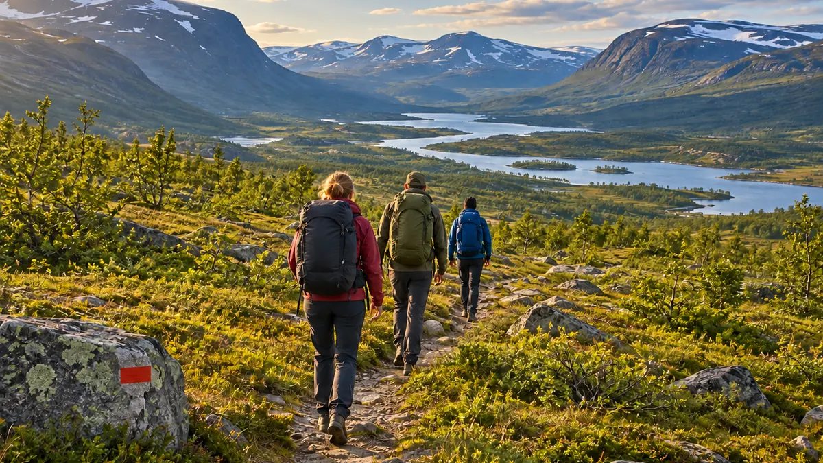 Randonneurs sur le Kungsleden dans les montagnes de Laponie suédoise