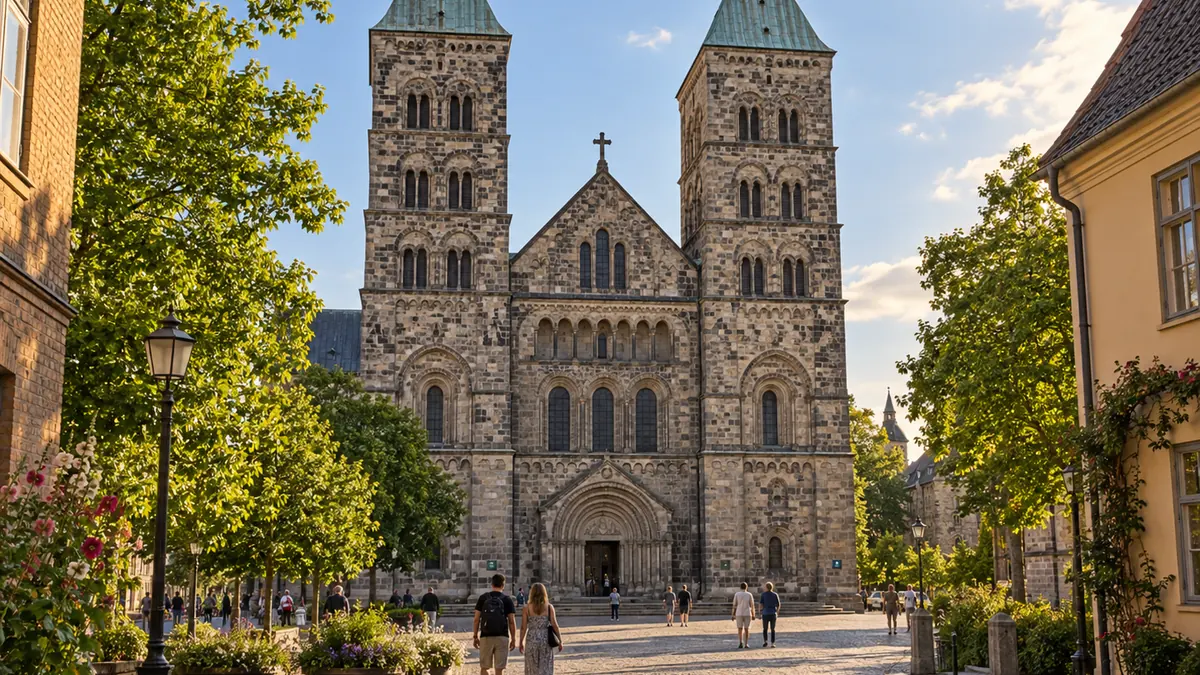 Cathédrale de Lund en Suède vue depuis le centre historique