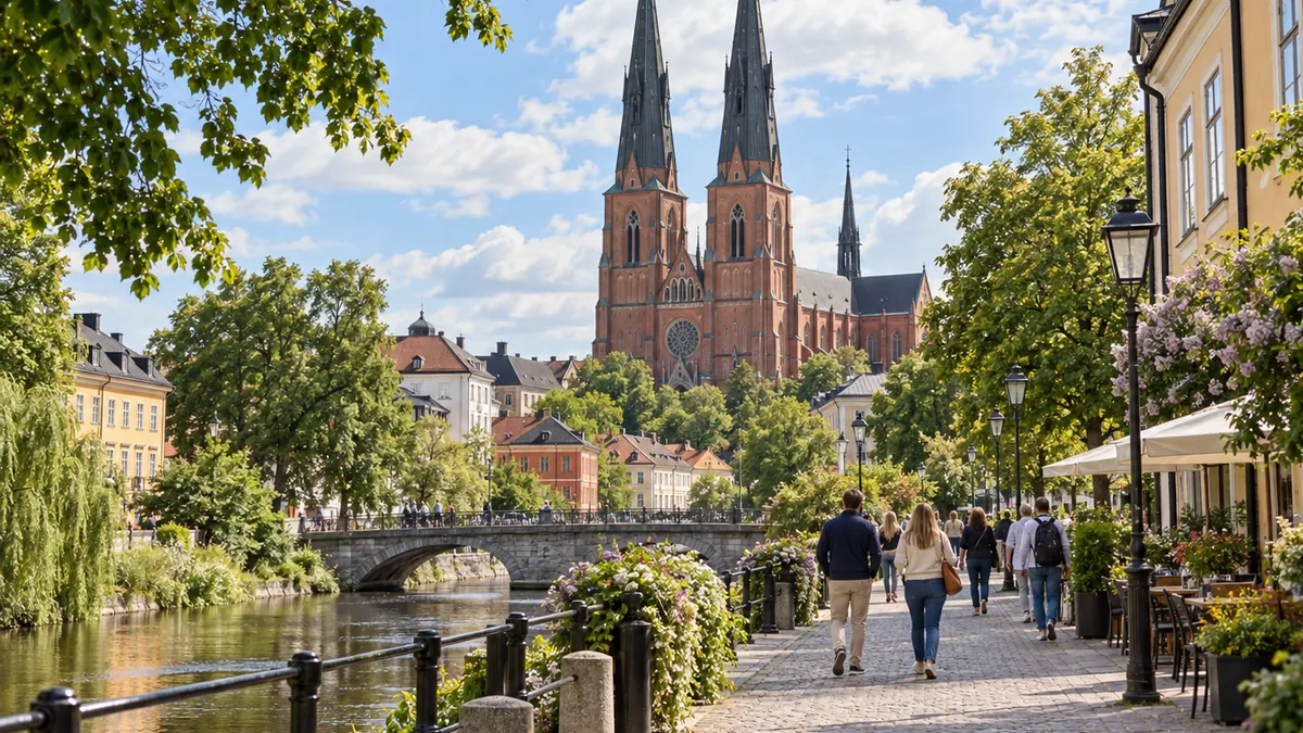 Météo à Uppsala pendant une journée estivale près de la cathédrale
