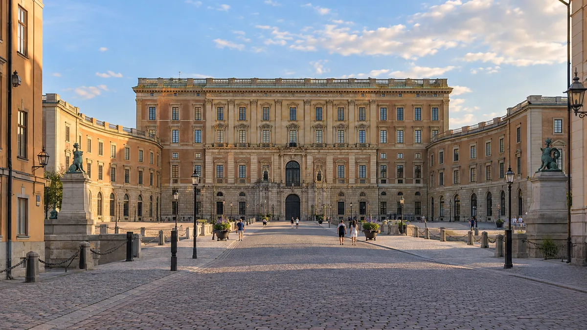 Façade du palais royal de Stockholm liée à la monarchie suédoise