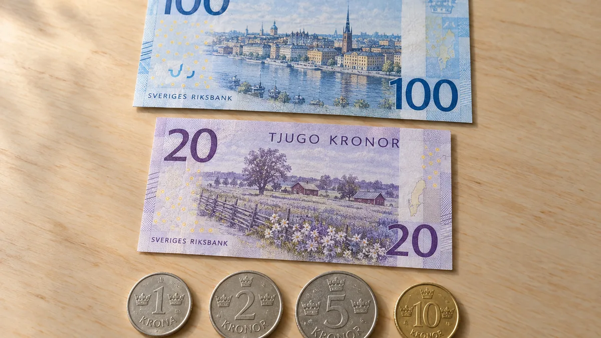 Billets et pièces de la monnaie suédoise en circulation