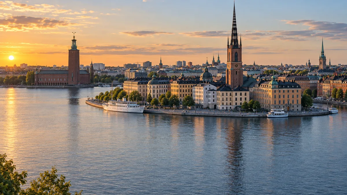 Panorama sur Riddarholmen et l'hôtel de ville depuis Södermalm
