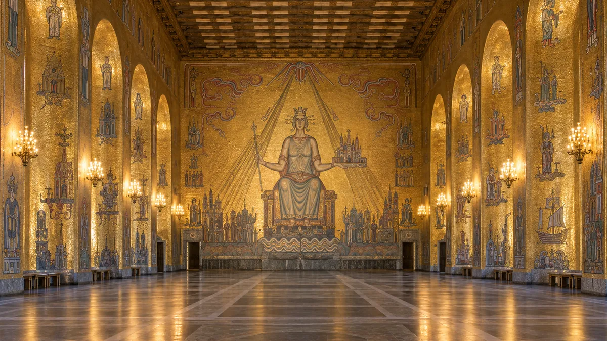 Mosaïques dorées de la Salle dorée du Stadshuset à Stockholm