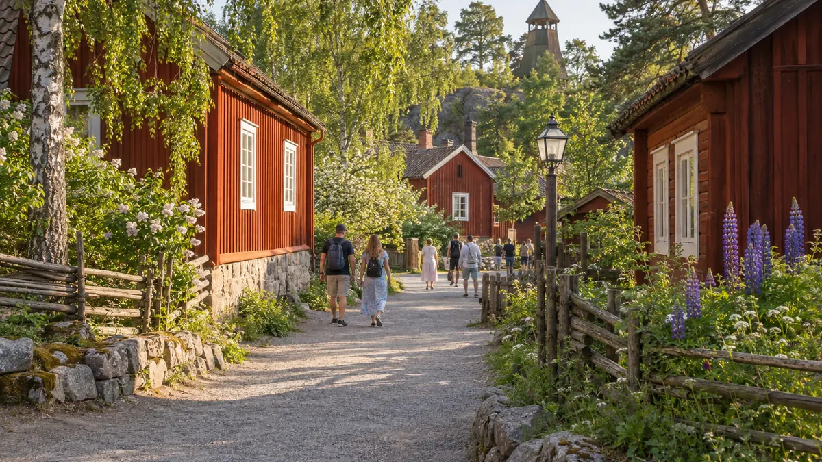 Maisons historiques du musée de plein air Skansen à Stockholm