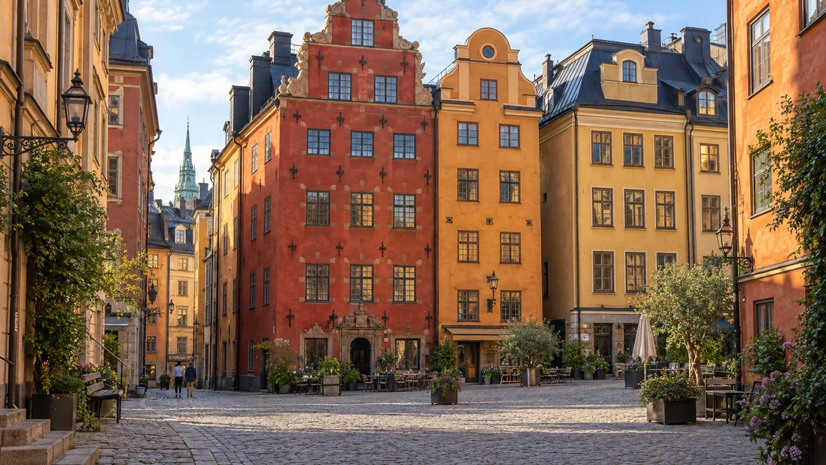 Façades historiques de Gamla Stan dans le centre de Stockholm