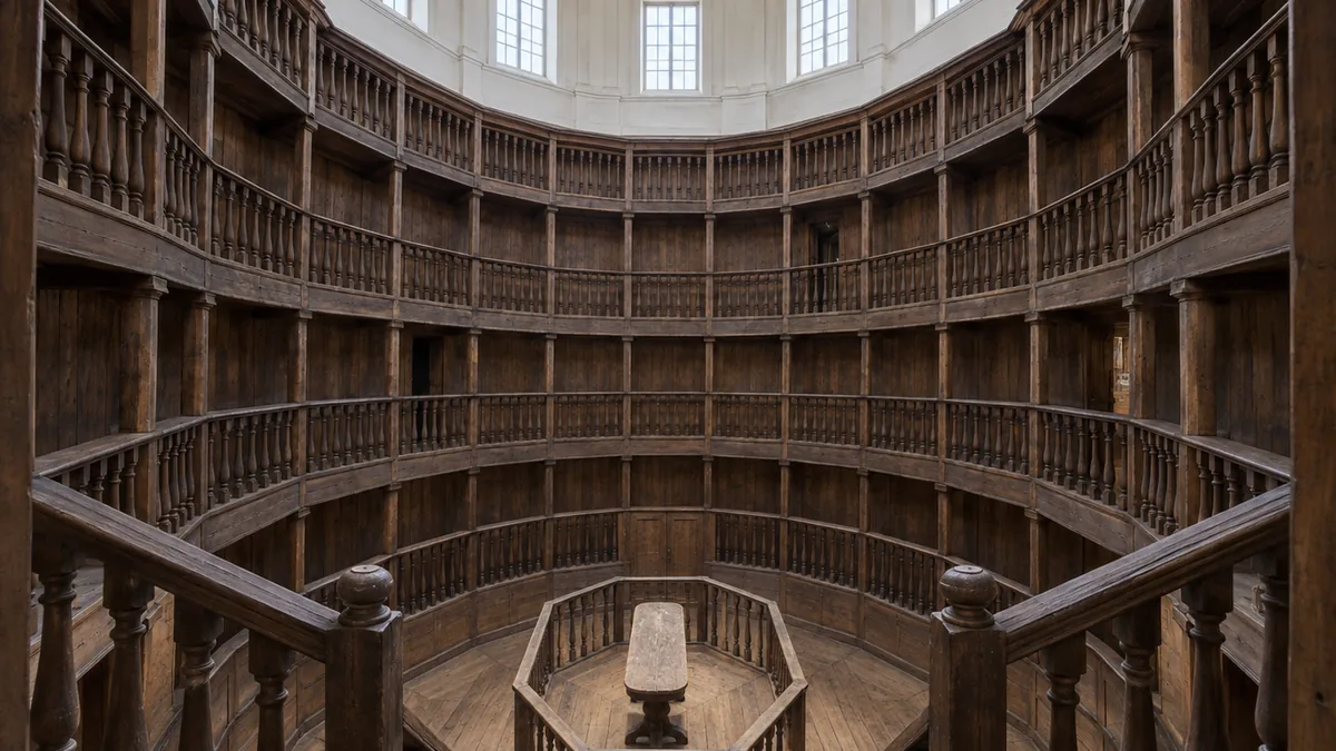 Théâtre anatomique de Gustavianum avec ses gradins en bois et sa coupole