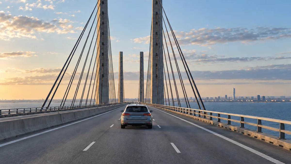 Voiture circulant sur la liaison de l’Øresund vers Malmö