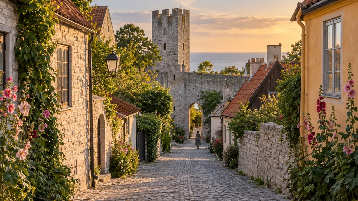 Ruelles médiévales de Visby sur l’île suédoise de Gotland